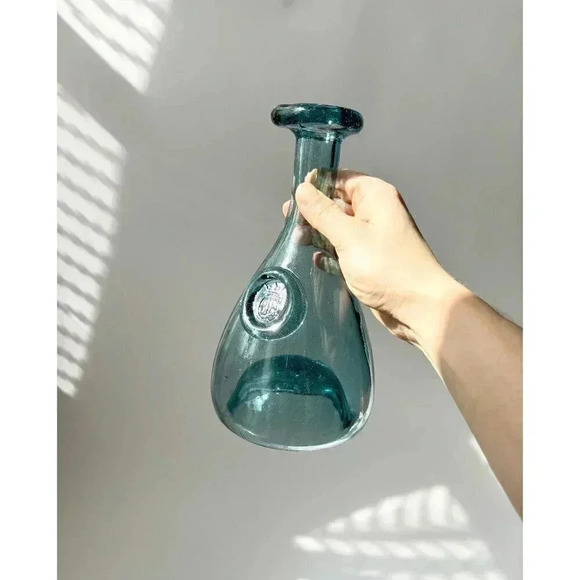 Vintage Scandanavian Elsimore Danish Blue Glass WIne Carafe - Picture 1 of 8